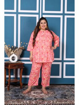 Swasti - Women Peach Cotton Floral Top with Pant