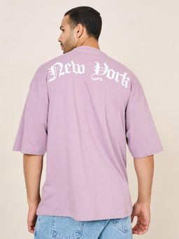 Styli - Compact Jersey Back City Print Boxy T-Shirt Purple