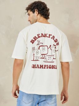 Styli - Breakfast Champions Graphic Back Print White