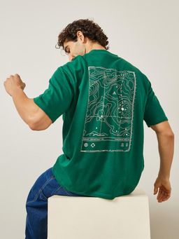 Styli - Oversized Premium Terry Graphic HD Back Print T-Shirt Green