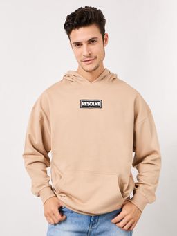 Styli - HD Print Fleece Oversized Hoodie Beige