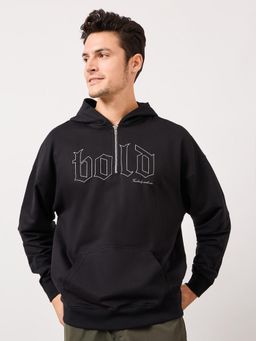 Styli - Slogan HD Print Terry Oversized Hoodie Black