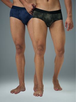 Technosport - Green & Blue Men Printed Pack of 2 ELASTO LITE Briefs (Pack of 2)