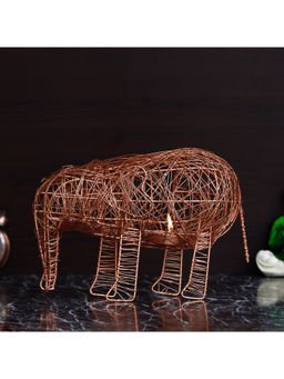 eCraftIndia - Elephant Shape Decorative Handcrafted Metal Mesh Tea Light Holder