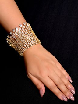 AG'S - Kinjal Broad Golden American Diamond Bracelet
