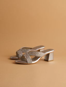 ERIDANI - Embellished Silver Roisin Heels