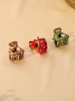 Estele - Multicolor Medium Size Butterfly Clips for Women or Girl Pack of 3