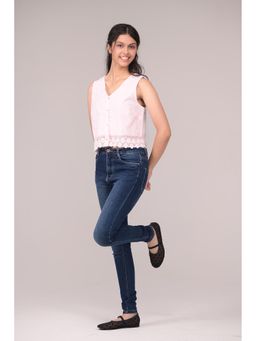 Urban buds - Embroidered Fabric And Finished With Fine Edge Lace Pink Top