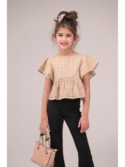 Urban buds - Delicate Schiffli Brown Top