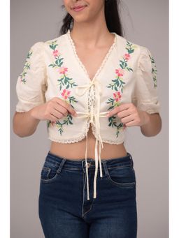 Urban buds - V-Neck With Embroidered Crop Top