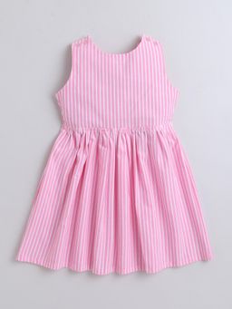 Bright Star Kids Wear - Girls Cotton Stripe Dress with Embroidery Patch