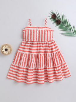 Bright Star Kids Wear - Girls Striped Cotton Fit and Flare Dress