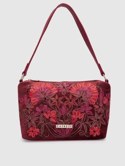 Caprese - Tresna Embroidery Crossbody Maroon Handbag (M)