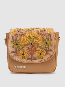 Caprese - Tresna Embroidery Sling Fawn Sling Bag (L)