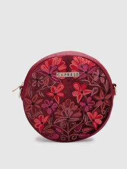 Caprese - Tresna Embroidery Sling Maroon Sling Bag (M)