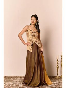 NAVA AURA - Beige Artesia Peplum Top with Skit