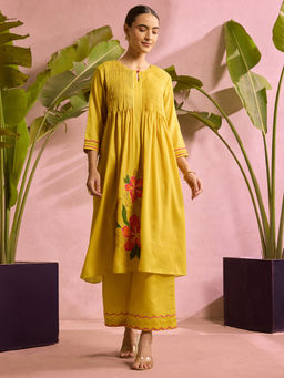 Label Hans - Yellow Sunshine Bloom Floral Kurta with Palazzo