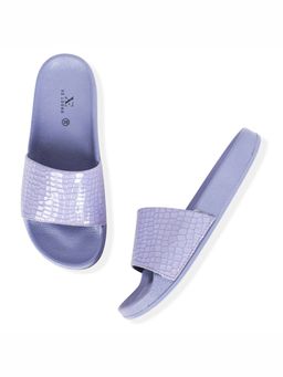 XE Looks - Lavender Croco Textured Design Comfortable Sliders