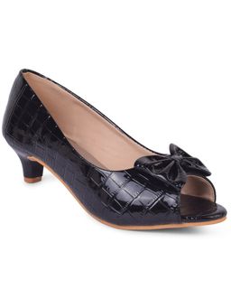 XE Looks - Classy and Poised Peep Toe Slip-On Cone Heeled Ballerinas