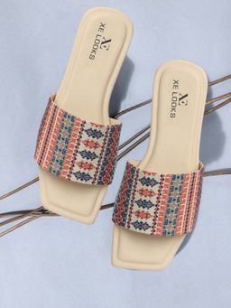 XE Looks - Chic Soft and Comfortable Casual Multicolor Printed Flats Slippers