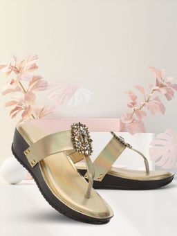XE Looks - Chic and Elegant Stone Embellished Cushion Platform Slippers