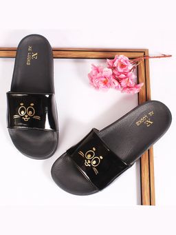 XE Looks - Black Cat Face Print Lightweight And Stylish Sliders
