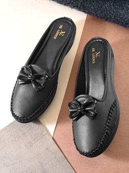 XE Looks - Stylish Slip-On Bow Mule Loafers