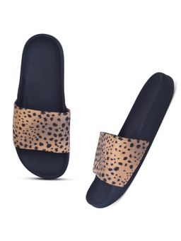 XE Looks - Beige Urban And Leisurely Design Leopard Print Comfortable Sliders
