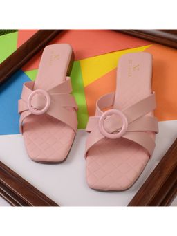 XE Looks - Classic and Stylish Cross-Strap Buckle Design Comfortable Flat Slippers