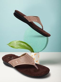 XE Looks - Peach Graceful And Elegant Siroski Design Comfortable Flat Doctor Sandal