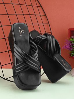 XE Looks - Cross Strap With Cushion Platform Slippers