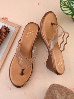 XE Looks - Embellished Slip-On Sandals Wavy Strap Sandals