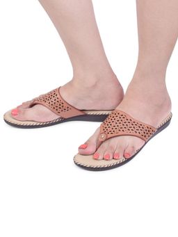 XE Looks - Tan Soft And Comfortable Laser Design Doctor Slipper Flipflop