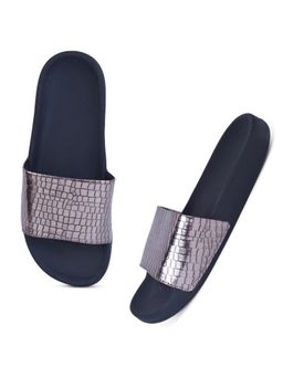 XE Looks - Grey Chic And Glamorous Croco Design Comfortable Sliders