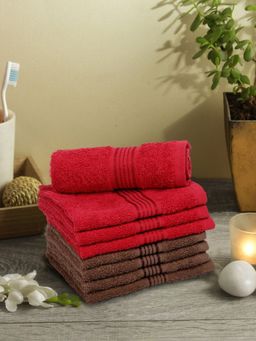 KOPA - Quick Dry 100% Cotton Soft Terry Towel -8Pc Face Towel D'Ross Solid-Red, Brown
