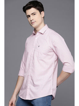 Allen Solly - Men Pink Slim Fit Check Full Sleeves Casual Shirt