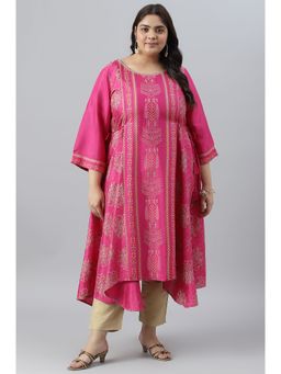 W - Pink Woven Kurta