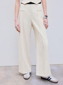 Cider - Beige French Riviera Vacation Linen Blend Mid Rise Pocket Pant