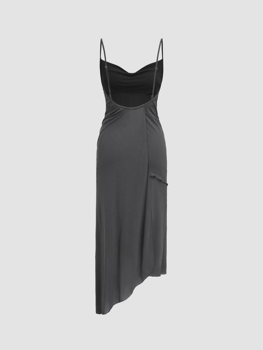 asymmetric hem ruched midi dress Slinky Ruched Asymmetrical Hem Midi Dress for Chic and Effortless Styl