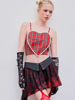 Cider - Red Heart Checks Cami Crop Top
