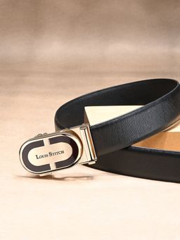 Louis Stitch - Premium VT Leather Men's Auto Lock Belt Golden Buckle Belt for Men