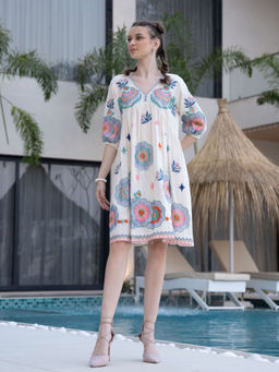 Autumnlane - Hemal Breeze Embroidery Cotton Dress
