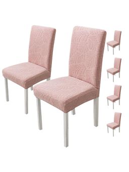 House of Quirk - Stretch Removable Short Dining Chair Cover- Pink (Pack of 6)