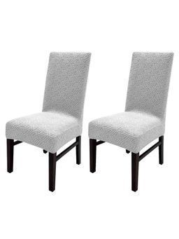 House of Quirk - Stretch Removable Short Dining Chair Cover- Grey (Pack of 2)