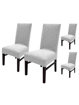 House of Quirk - Stretch Removable Short Dining Chair Cover- Grey (Pack of 4)