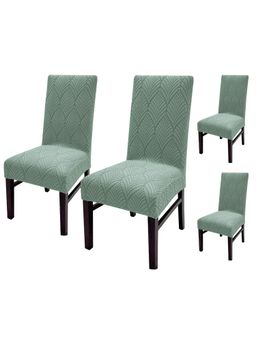 House of Quirk - Stretch Removable Short Dining Chair Cover- Green (Pack of 4)