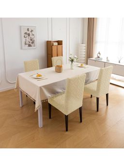 House of Quirk - Stretch Removable Short Dining Chair Cover- Beige (Pack of 4)