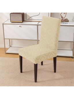 House of Quirk - Stretch Removable Short Dining Chair Cover- Beige
