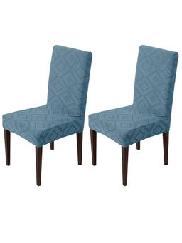 House of Quirk - Stretch Removable Short Dining Chair Cover- Blue (Pack of 2)
