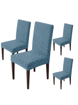 House of Quirk - Stretch Removable Short Dining Chair Cover- Blue (Pack of 4)